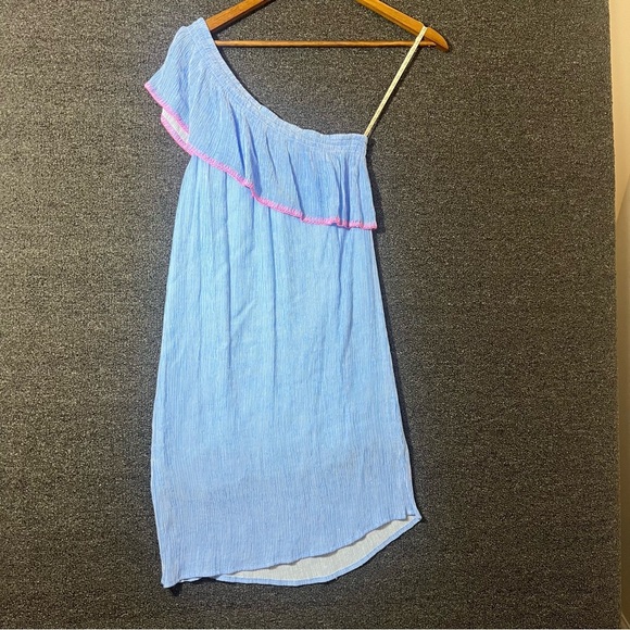 Lilly Pulitzer Blue One Shoulder Ruffled Dress, Women’s Small - Picture 8 of 9